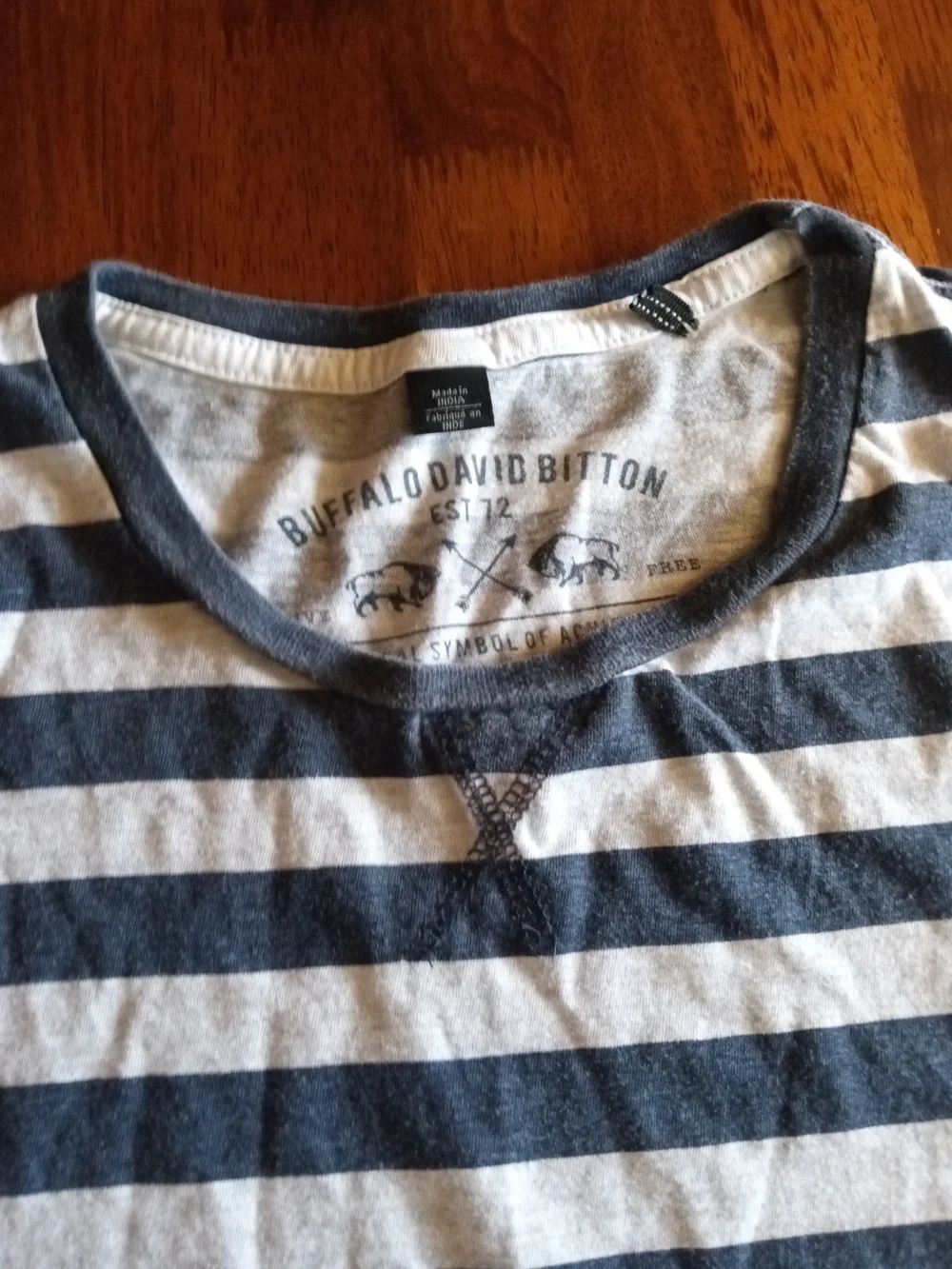 2 Lot Bundle Buffalo David Bitton Navy and White Striped Scoop Neck Tee - Picture 3 of 5